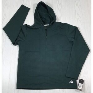 Adidas Woven Wind Hoodie Mens M Green Anorak 1/4 Zip Pockets ADVR0996 New $80